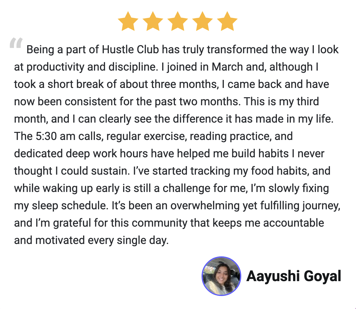 Aayushi Goyal, 5 star review