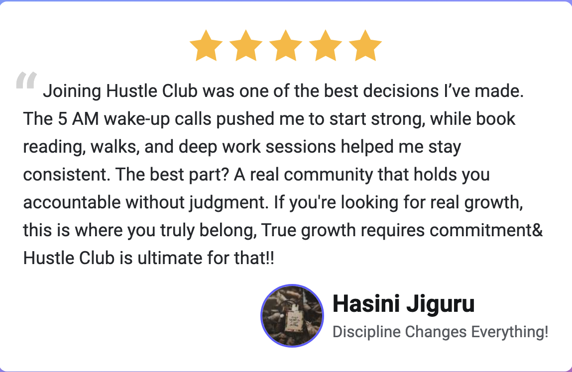 Hasini Jiguru, 5 star review