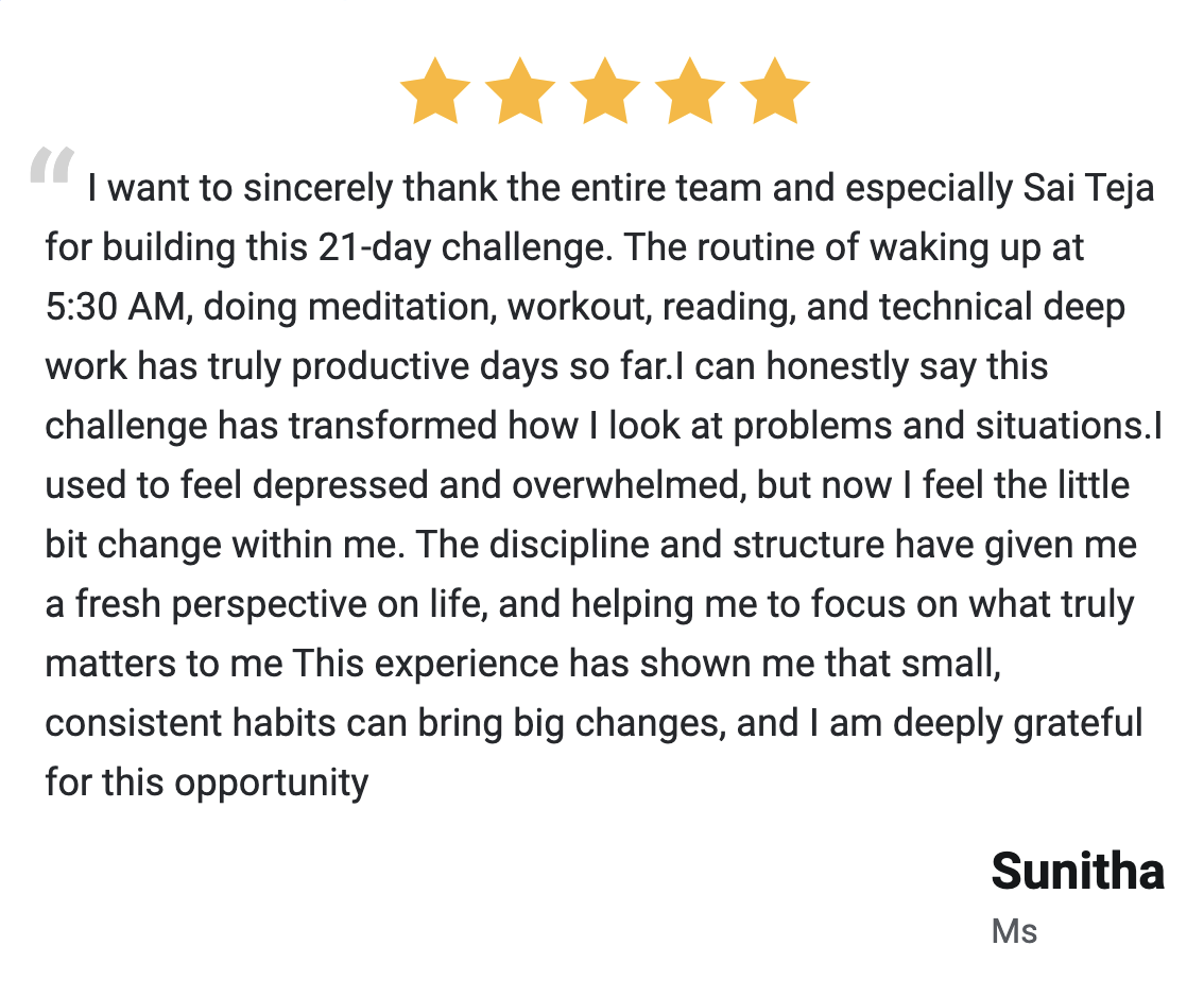 Adithya Dhamodharan, 5 star review